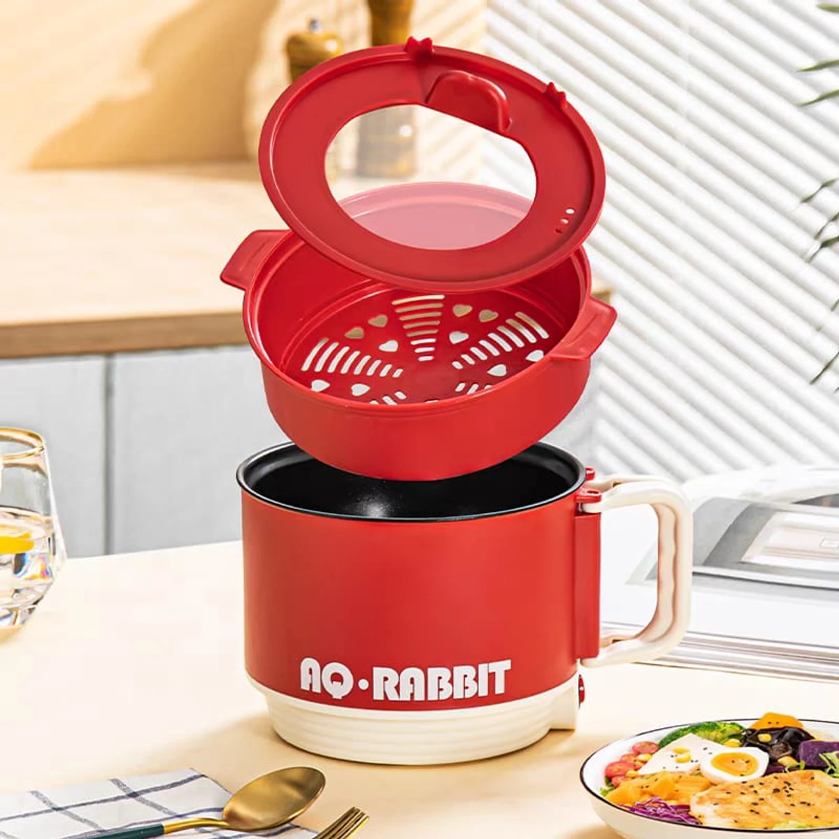 Rice Maker Lid Electric Pot One Person Used Shabu Pot with Non-stick Clear Glass 1.6L Small Rice Cooker, 2 Cups OEM Round 2 Pcs