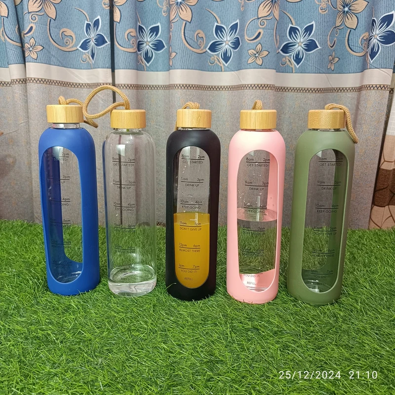 Drinking bottle glass Wessper, BPA-Free, borosilicate glass, protective cover, 1000ml,