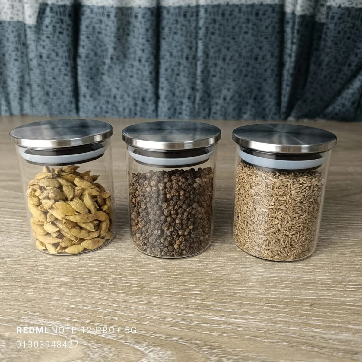 3 Pcs Borosilicate Spice jar 280 ml Steel lid