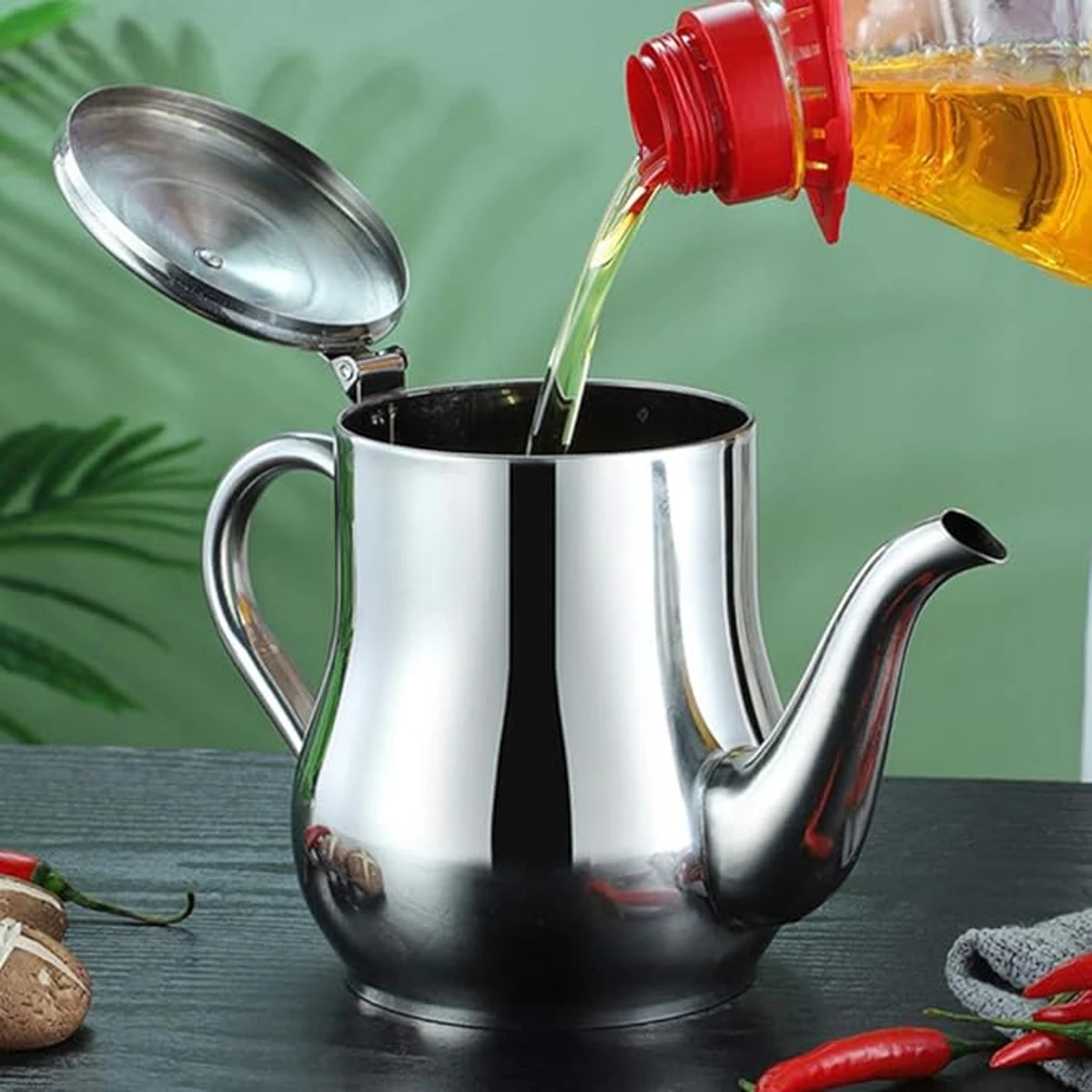 800 ml Filter screen oil kettle stainless steel household wine kettle anser kettle pour oil bottle seasoning bottle kitchen supplies oil tank artifact