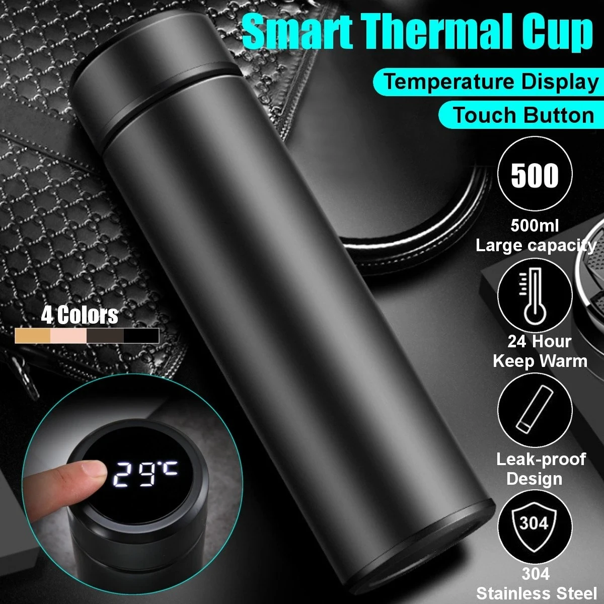 Stainless Steel Smart Water Bottle 500 ML LED Temperature Display